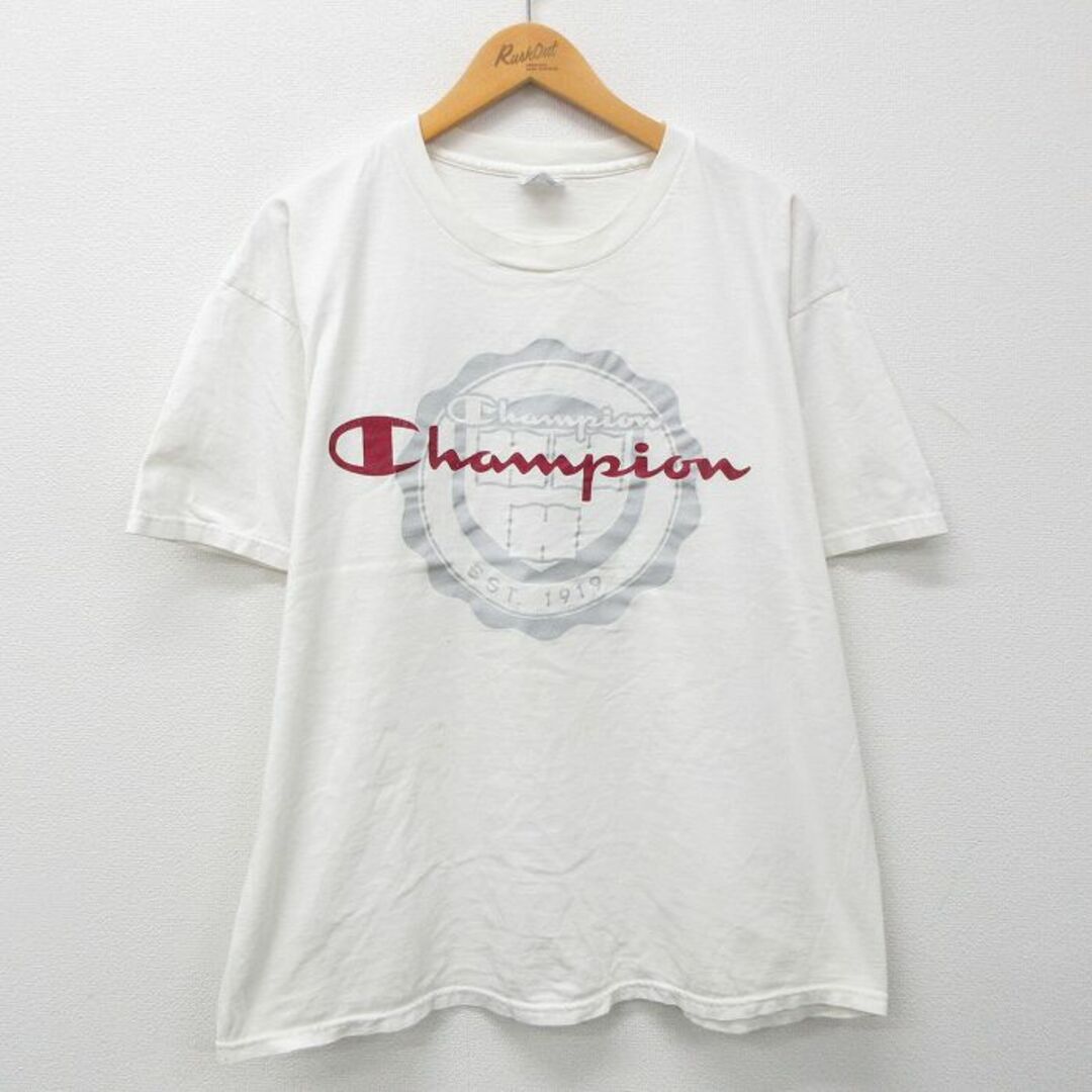 Champion(チャンピオン)のXL★古着 チャンピオン champion 半袖 ビンテージ Tシャツ メンズ 00年代 00s ビッグロゴ 大きいサイズ コットン クルーネック 白 ホワイト 23apr11 中古 メンズのトップス(Tシャツ/カットソー(半袖/袖なし))の商品写真