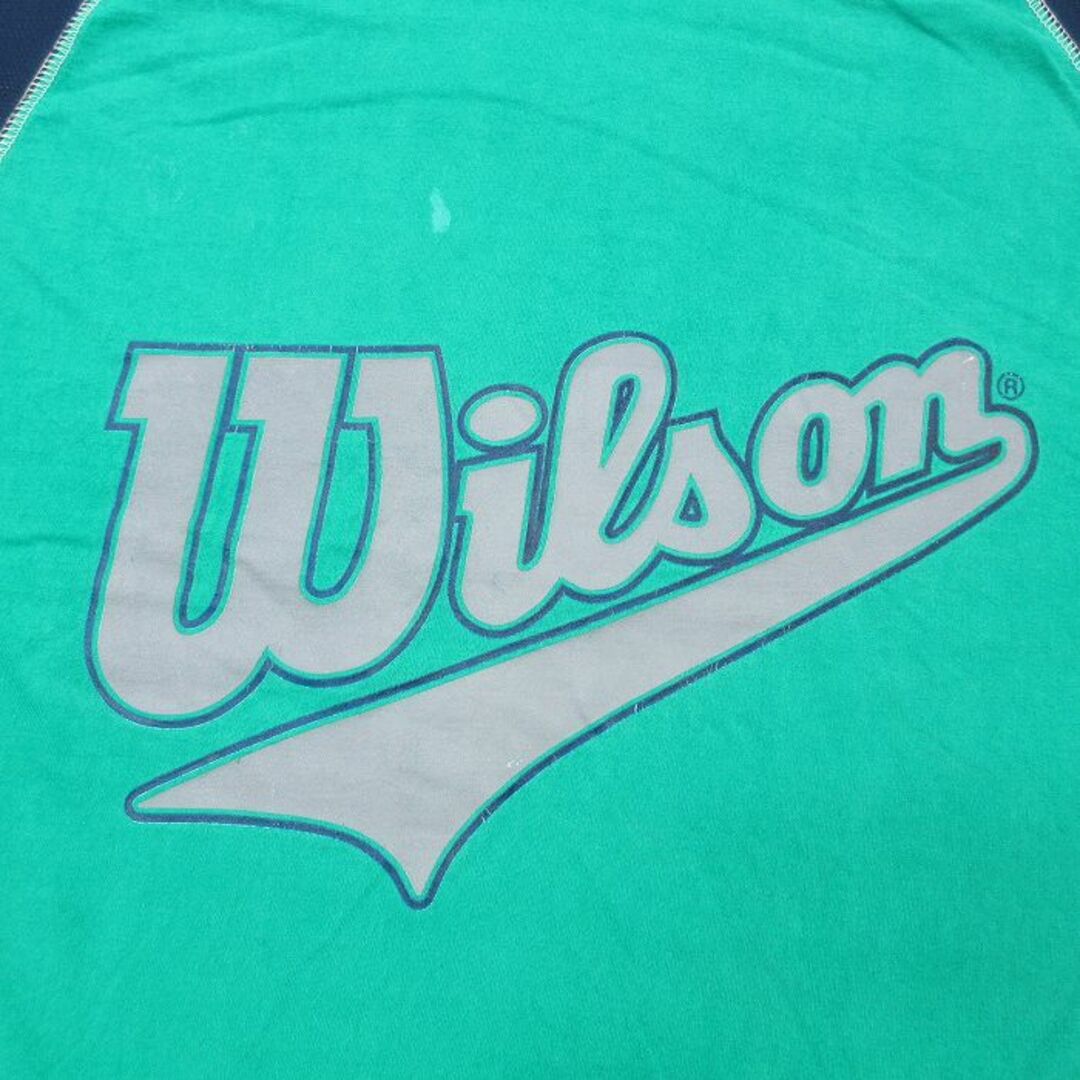 wilson(ウィルソン)のXL★古着 ウィルソン 半袖 ビンテージ Tシャツ メンズ 00年代 00s ビッグロゴ ツートンカラー ラグラン 大きいサイズ コットン クルーネック 緑他 グリーン 23apr11 中古 メンズのトップス(Tシャツ/カットソー(半袖/袖なし))の商品写真