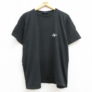 ノーティカ(NAUTICA)のXL★古着 ノーティカ NAUTICA 半袖 ビンテージ ブラント Tシャツ メンズ 90年代 90s ワンポイントロゴ コットン クルーネック USA製 黒 ブラック 23apr12 中古(Tシャツ/カットソー(半袖/袖なし))