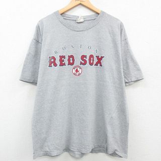 リー(Lee)のXL★古着 リー Lee 半袖 ビンテージ Tシャツ メンズ 00年代 00s MLB ボストンレッドソックス 大きいサイズ クルーネック グレー 霜降り メジャーリーグ ベースボール 野球 23apr13 中古(Tシャツ/カットソー(半袖/袖なし))