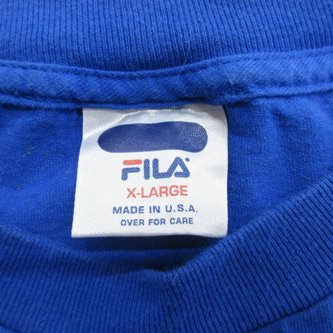 FILA(フィラ)のXL★古着 フィラ 半袖 ビンテージ Tシャツ メンズ 90年代 90s コピンステートイーグルス バスケ 大きいサイズ コットン クルーネック USA製 青 ブルー 23apr15 中古 メンズのトップス(Tシャツ/カットソー(半袖/袖なし))の商品写真