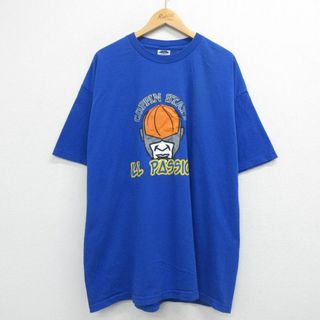 フィラ(FILA)のXL★古着 フィラ 半袖 ビンテージ Tシャツ メンズ 90年代 90s コピンステートイーグルス バスケ 大きいサイズ コットン クルーネック USA製 青 ブルー 23apr15 中古(Tシャツ/カットソー(半袖/袖なし))