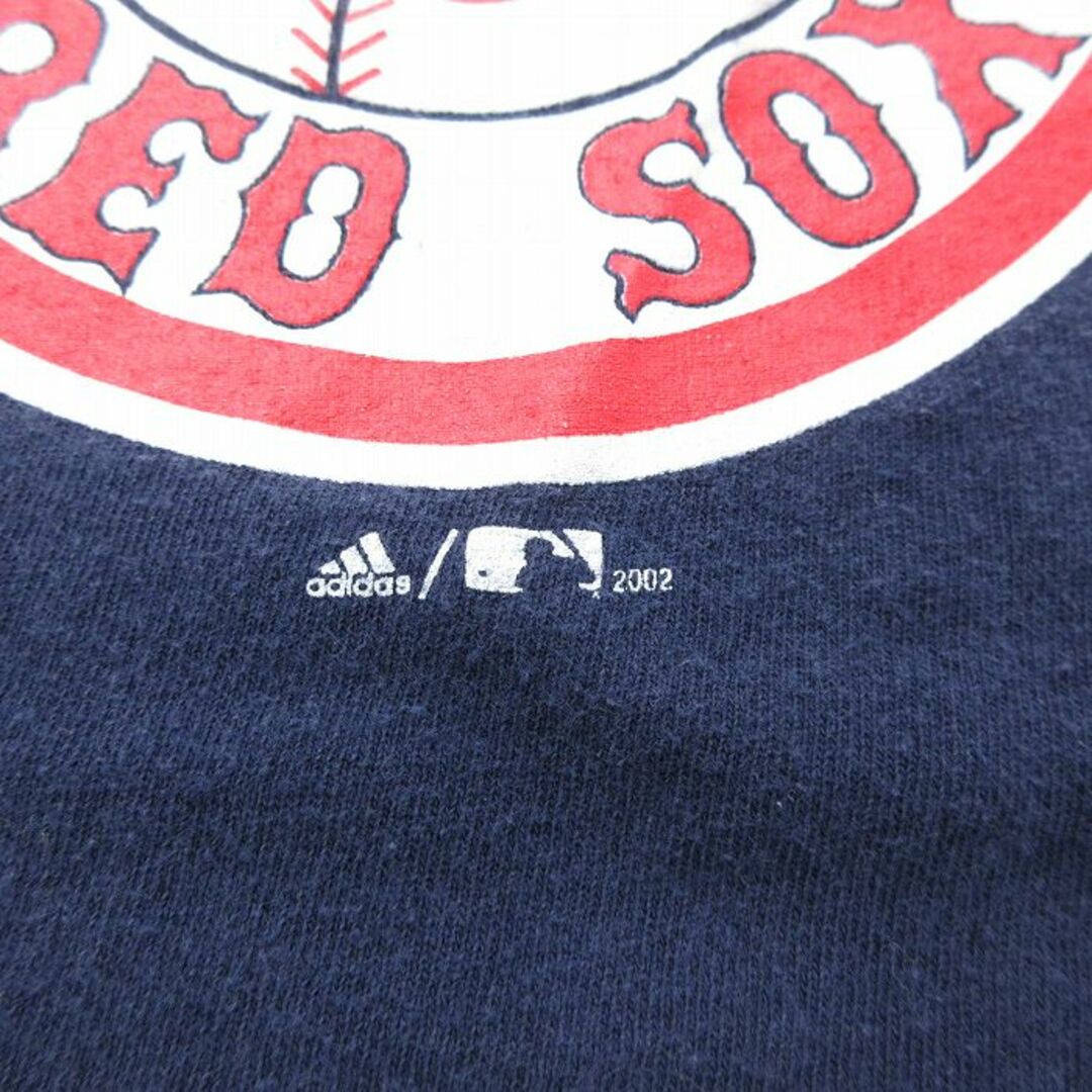 adidas(アディダス)のL★古着 アディダス adidas 半袖 ビンテージ Tシャツ メンズ 00年代 00s ワンポイントロゴ MLB ボストンレッドソックス コットン クルーネック 紺 ネイビー メジャーリーグ ベースボール 野球 23apr17 中古 メンズのトップス(Tシャツ/カットソー(半袖/袖なし))の商品写真