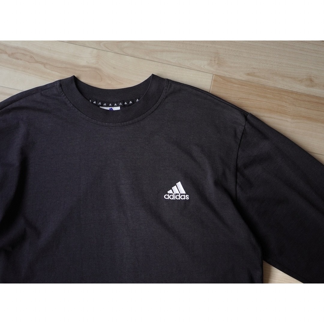 adidas(アディダス)の90s 古着 adidas ロンT パフォーマンスロゴ フェードブラック メンズのトップス(Tシャツ/カットソー(七分/長袖))の商品写真