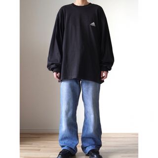 アディダス(adidas)の90s 古着 adidas ロンT パフォーマンスロゴ フェードブラック(Tシャツ/カットソー(七分/長袖))