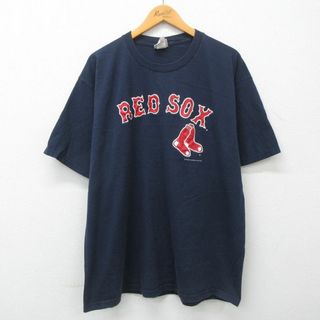 リー(Lee)のXL★古着 リー Lee 半袖 ビンテージ Tシャツ メンズ 00年代 00s MLB ボストンレッドソックス 大きいサイズ コットン クルーネック 紺 ネイビー メジャーリーグ ベースボール 野球 23apr19 中古(Tシャツ/カットソー(半袖/袖なし))