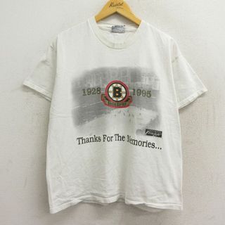 リー(Lee)のXL★古着 リー Lee 半袖 ビンテージ Tシャツ メンズ 90年代 90s NHL ボストンブルーインズ コットン クルーネック USA製 白 ホワイト アイスホッケー 23apr20 中古(Tシャツ/カットソー(半袖/袖なし))