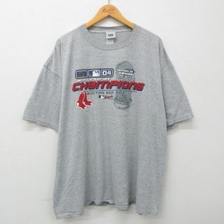 リー(Lee)のXL★古着 リー Lee 半袖 ビンテージ Tシャツ メンズ 00年代 00s MLB ボストンレッドソックス ワールドシリーズ 大きいサイズ クルーネック グレー 霜降り メジャーリーグ ベースボール 野球 23apr20 中古(Tシャツ/カットソー(半袖/袖なし))