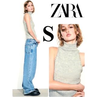 ザラ(ZARA)のZARA 今期 2024 ニット ビジュ タートルネック  グレー トップス(ニット/セーター)