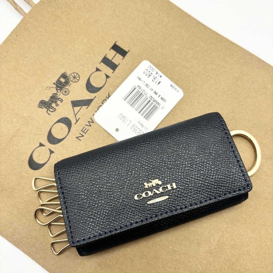 COACH(コーチ)の【COACH☆新品】6 リング キー ケース クロスグレイン レザー！ネイビー！ レディースのファッション小物(キーケース)の商品写真