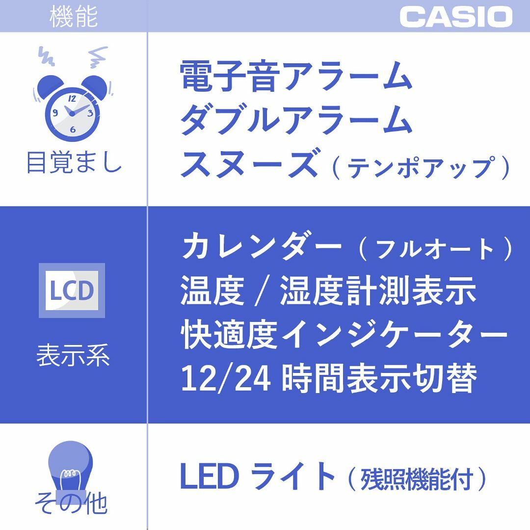CASIO(カシオ) 目覚まし時計 電波 シルバー デジタル ダブルアラーム ス インテリア/住まい/日用品のインテリア小物(置時計)の商品写真