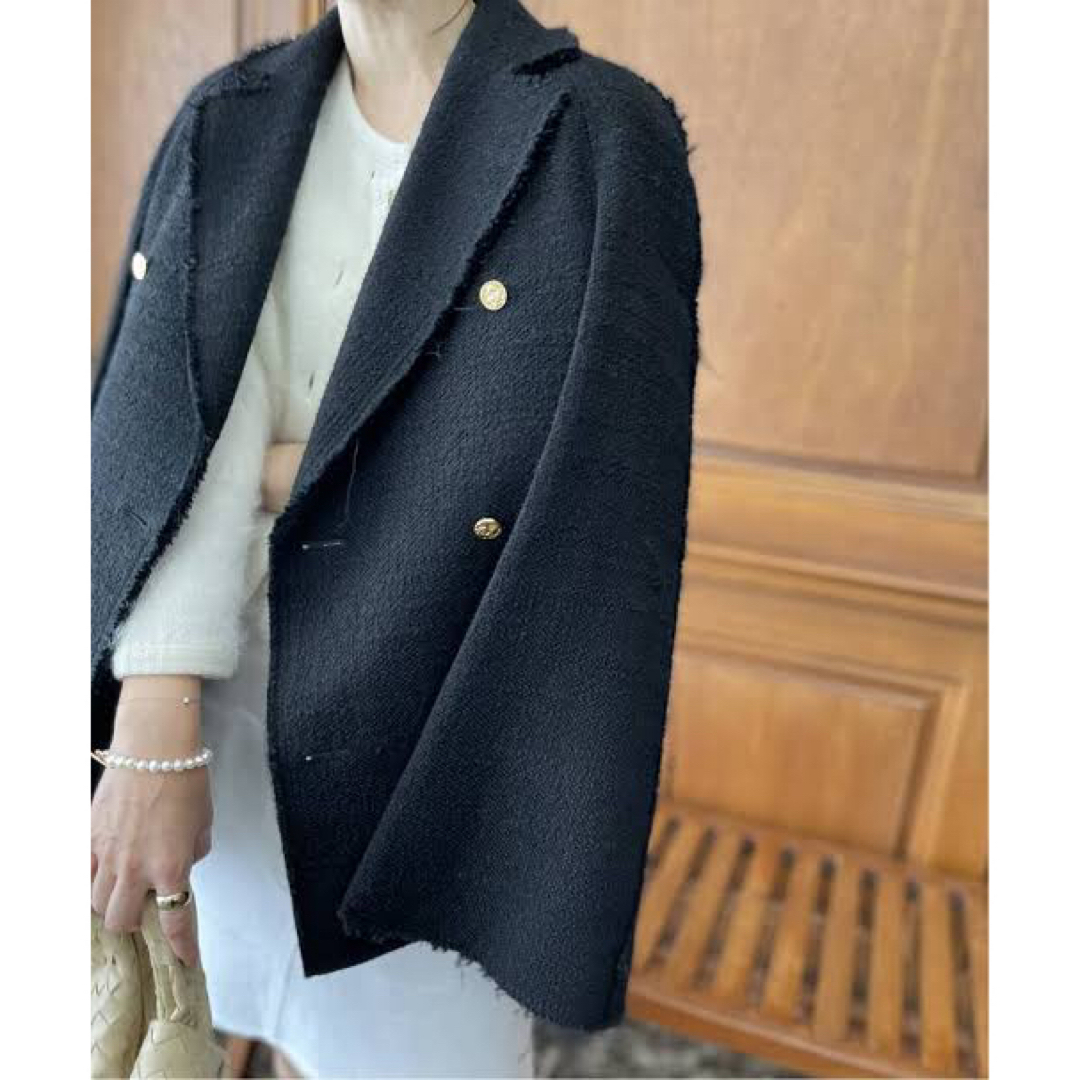 Plage(プラージュ)のPlage美品⭐️プラージュGIRL日本製ウールコットンツィードケープジャケット レディースのジャケット/アウター(テーラードジャケット)の商品写真