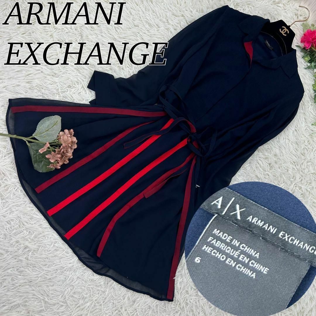 ARMANI EXCHANGE(アルマーニエクスチェンジ)のアルマーニエクスチェンジ Lサイズ レディース 膝丈ワンピース シースルー レディースのワンピース(ひざ丈ワンピース)の商品写真
