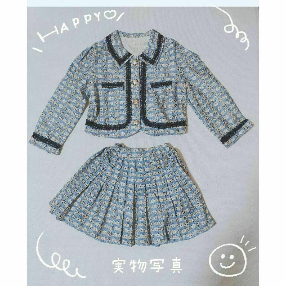 入学式　女の子　130cm フォーマル　セット　ツイード　キッズ　新品　長袖 キッズ/ベビー/マタニティのキッズ服女の子用(90cm~)(ドレス/フォーマル)の商品写真