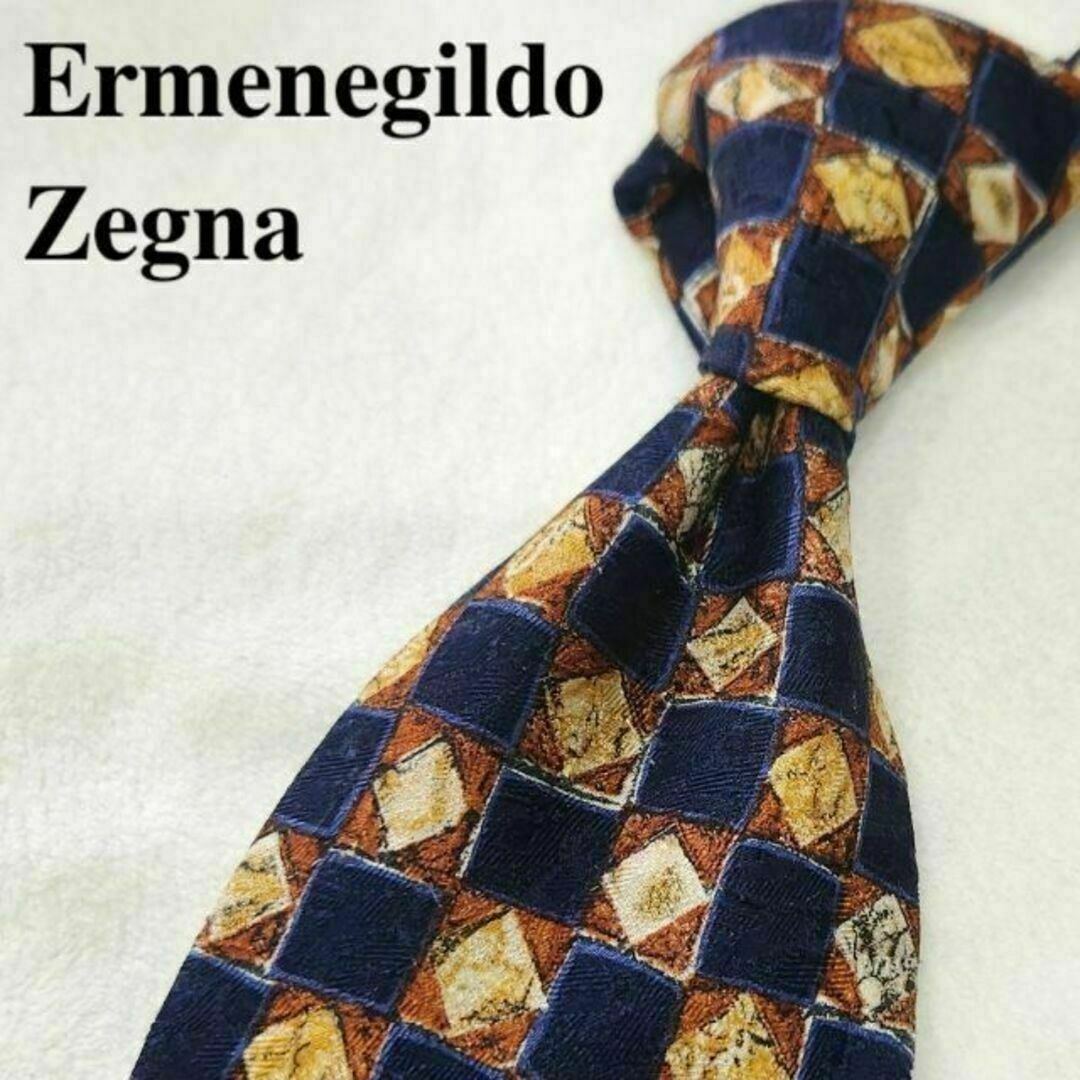 Ermenegildo Zegna(エルメネジルドゼニア)の【Ermenegildo Zegna 】ブランドネクタイ★紺★チェック★メンズ メンズのファッション小物(ネクタイ)の商品写真