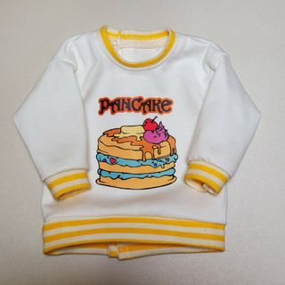 ドール服★PANCAKEの長袖Tシャツ(白×黄色)40cmドールサイズ(その他)