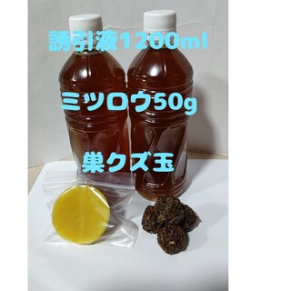 日本蜜蜂誘引1200ml ミツロウ50g　巣クズ玉4こ(虫類)