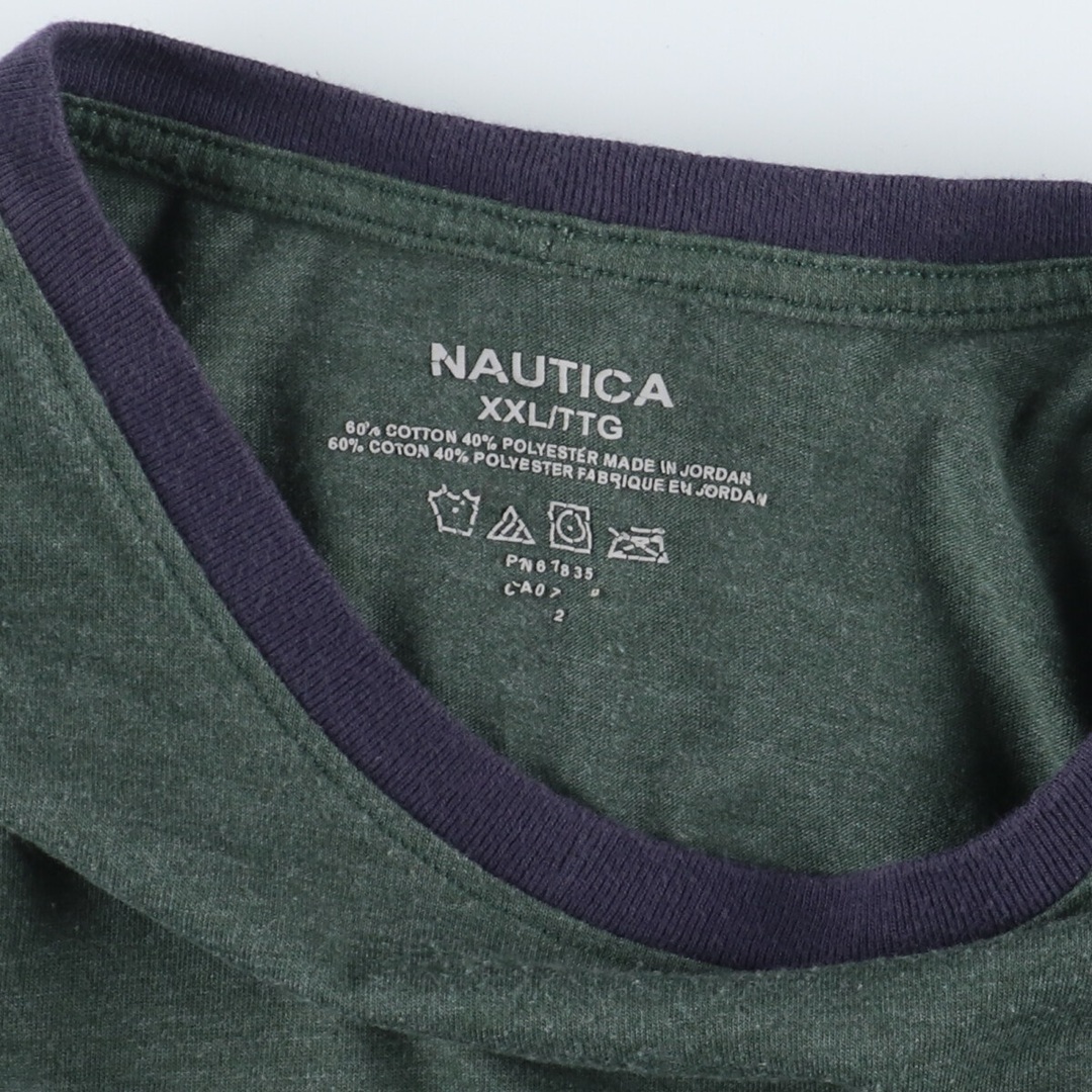 NAUTICA(ノーティカ)の古着 ノーティカ NAUTICA 半袖 ワンポイントロゴTシャツ リンガーTシャツ メンズXXL /eaa428529 メンズのトップス(Tシャツ/カットソー(半袖/袖なし))の商品写真