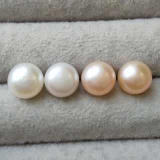 257 淡水真珠ピアス 2色セット ホワイト 白 オレンジ系 本真珠(ピアス)