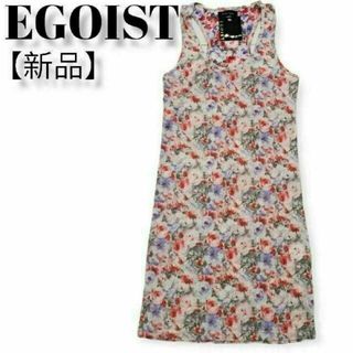 エゴイスト(EGOIST)の【新品・タグ付】エゴイスト　ノースリーブワンピース　花柄　薄手　レディース　服(ミニワンピース)