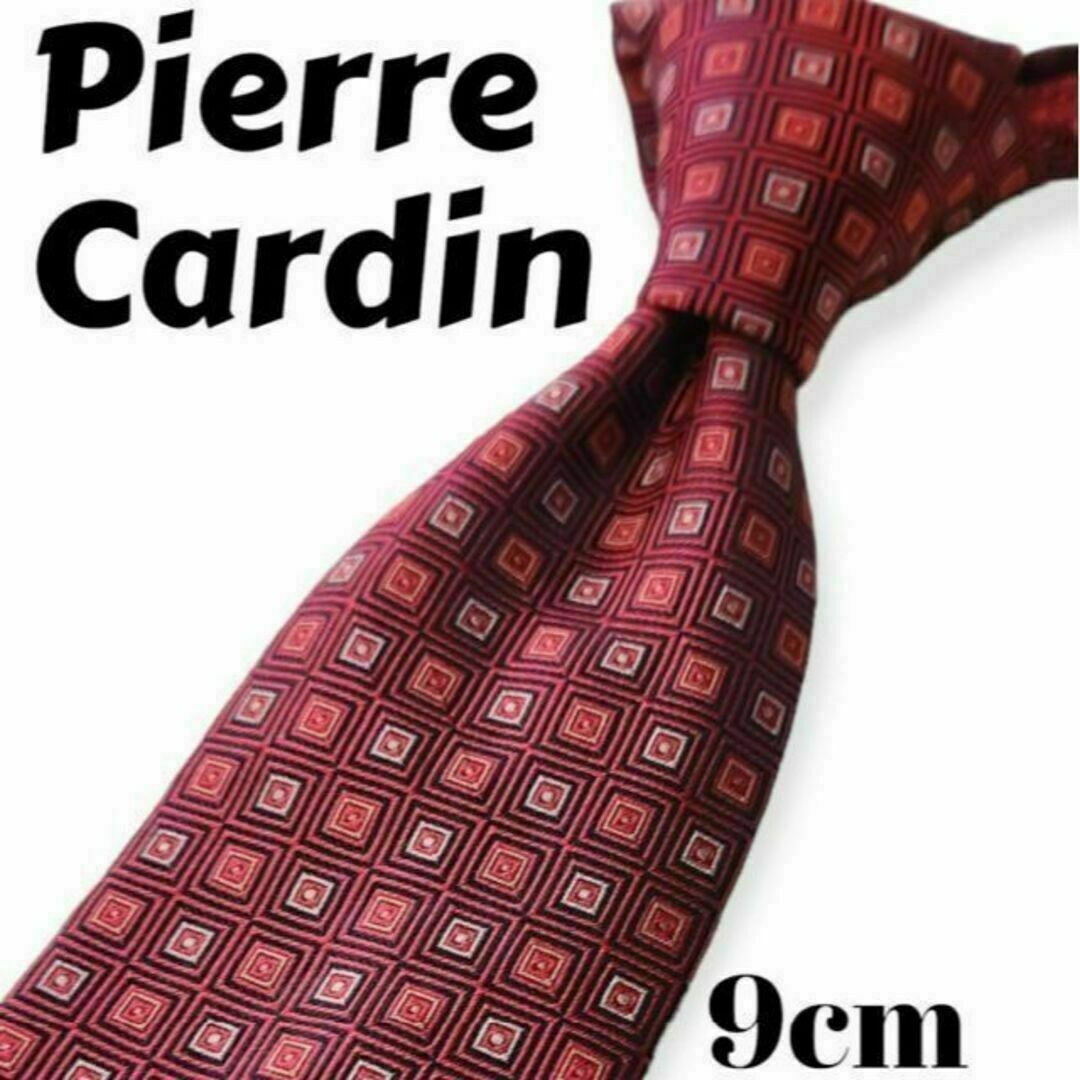 pierre cardin(ピエールカルダン)の【Pierre Cardin】ブランドネクタイ★赤★四角柄★メンズ メンズのファッション小物(ネクタイ)の商品写真