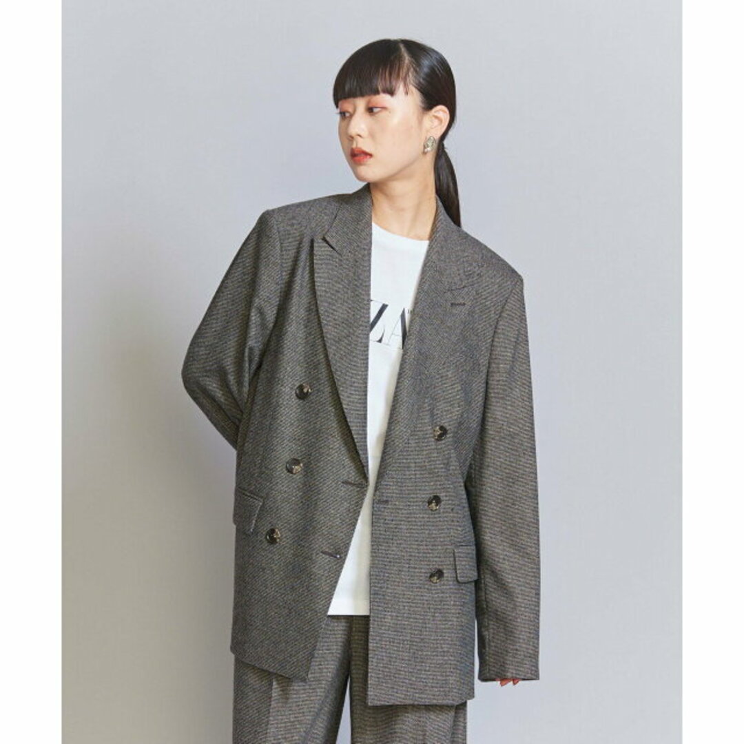 BEAUTY&YOUTH UNITED ARROWS(ビューティアンドユースユナイテッドアローズ)の【DK.BROWN】ハウンドトゥース ダブル ジャケット レディースのジャケット/アウター(テーラードジャケット)の商品写真