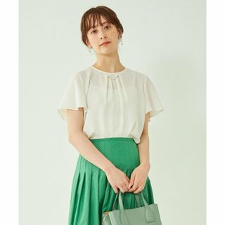 ユナイテッドアローズグリーンレーベルリラクシング(UNITED ARROWS green label relaxing)の【WHITE】フェイクパール パーツ付き フレア スリーブ ブラウス -マシンウォッシャブル・防シワ-(シャツ/ブラウス(長袖/七分))