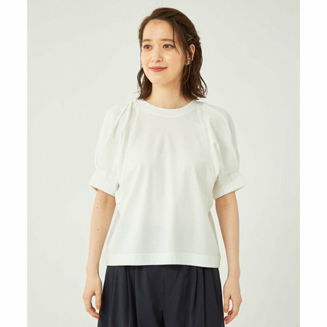 UNITED ARROWS green label relaxing(ユナイテッドアローズグリーンレーベルリラクシング)の【OFF WHITE】フォルム クロップド Tシャツ レディースのトップス(カットソー(長袖/七分))の商品写真