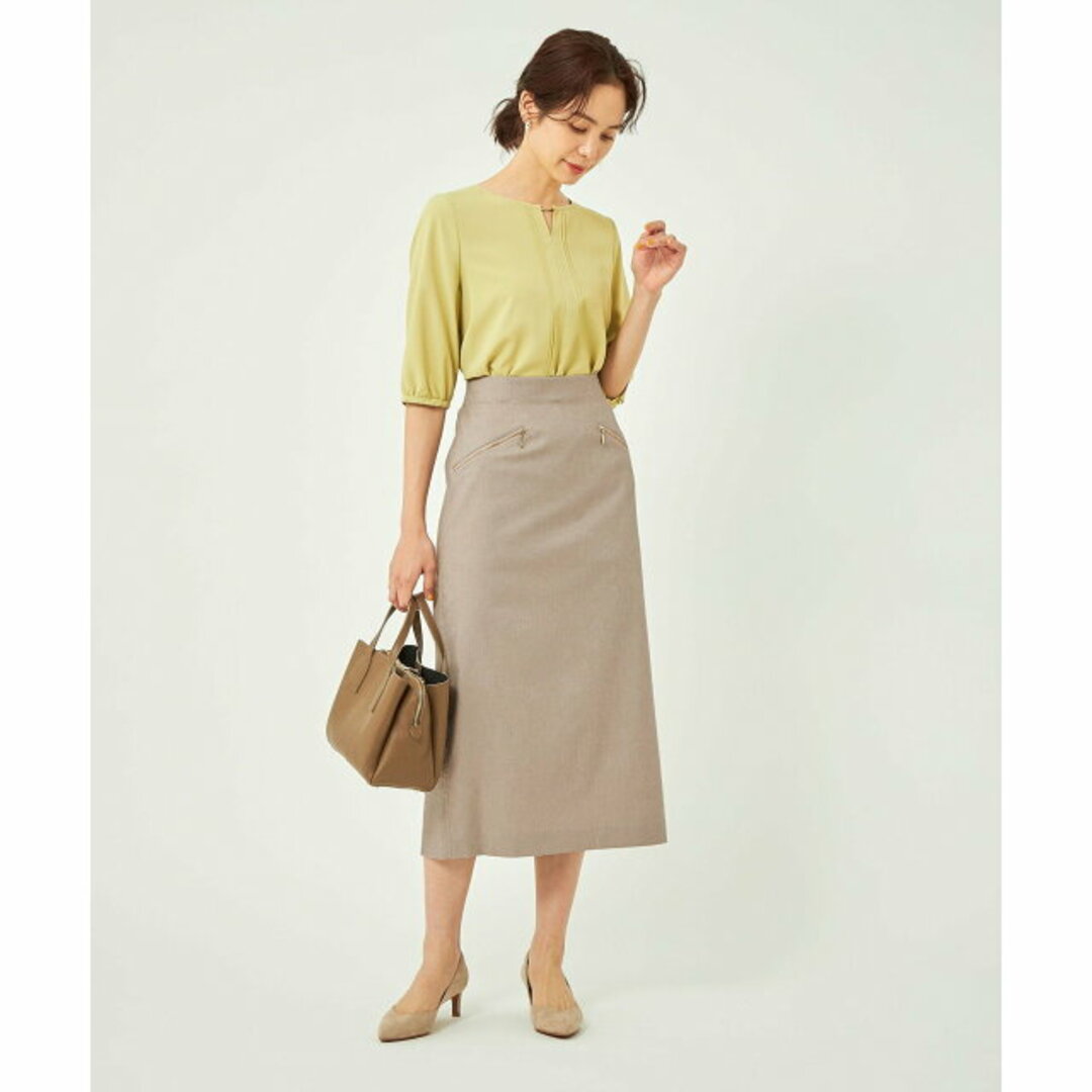 UNITED ARROWS green label relaxing(ユナイテッドアローズグリーンレーベルリラクシング)の【BEIGE】スラブマット ジップ ポケット タイト スカート -ストレッチ- レディースのスカート(ロングスカート)の商品写真