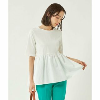 ユナイテッドアローズグリーンレーベルリラクシング(UNITED ARROWS green label relaxing)の【WHITE】ドッキング ティアード ショートスリーブ カットソー -汗染み防止-(カットソー(長袖/七分))