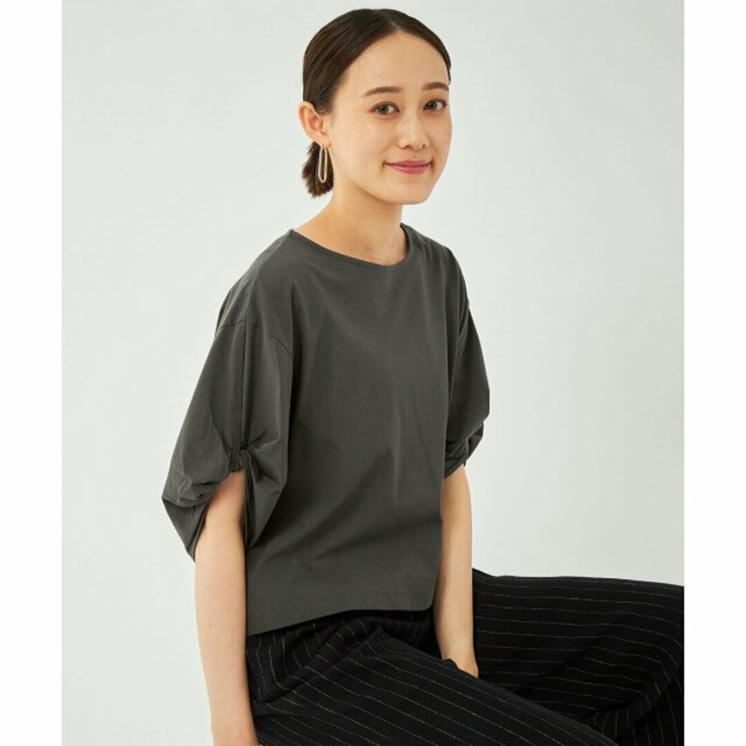 UNITED ARROWS green label relaxing(ユナイテッドアローズグリーンレーベルリラクシング)の【DK.GRAY】ツイストスリーブドルマン Tシャツ レディースのトップス(カットソー(長袖/七分))の商品写真