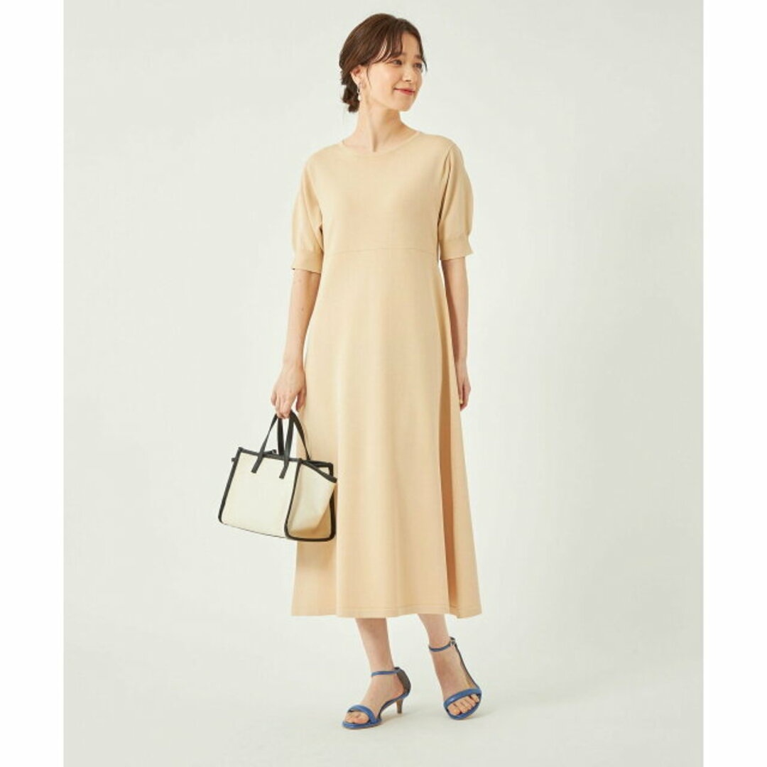 UNITED ARROWS green label relaxing(ユナイテッドアローズグリーンレーベルリラクシング)の【BEIGE】【FREE】キリカエ ニット フレア ショートスリーブ ワンピース -ウォッシャブル- レディースのワンピース(ロングワンピース/マキシワンピース)の商品写真