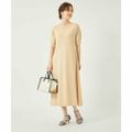 【BEIGE】キリカエ ニット フレア ショートスリーブ ワンピース -ウォッシ