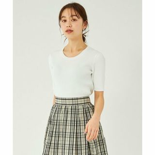 ユナイテッドアローズグリーンレーベルリラクシング(UNITED ARROWS green label relaxing)の【WHITE】<1_OF MINE> ホソ リブ ショートスリーブ プルオーバー ニット -ウォッシャブル-(ニット/セーター)