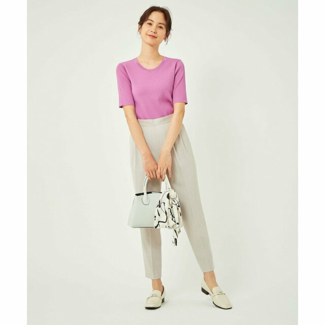 UNITED ARROWS green label relaxing(ユナイテッドアローズグリーンレーベルリラクシング)の【PINK】<1_OF MINE> ホソ リブ ショートスリーブ プルオーバー ニット -ウォッシャブル- レディースのトップス(ニット/セーター)の商品写真