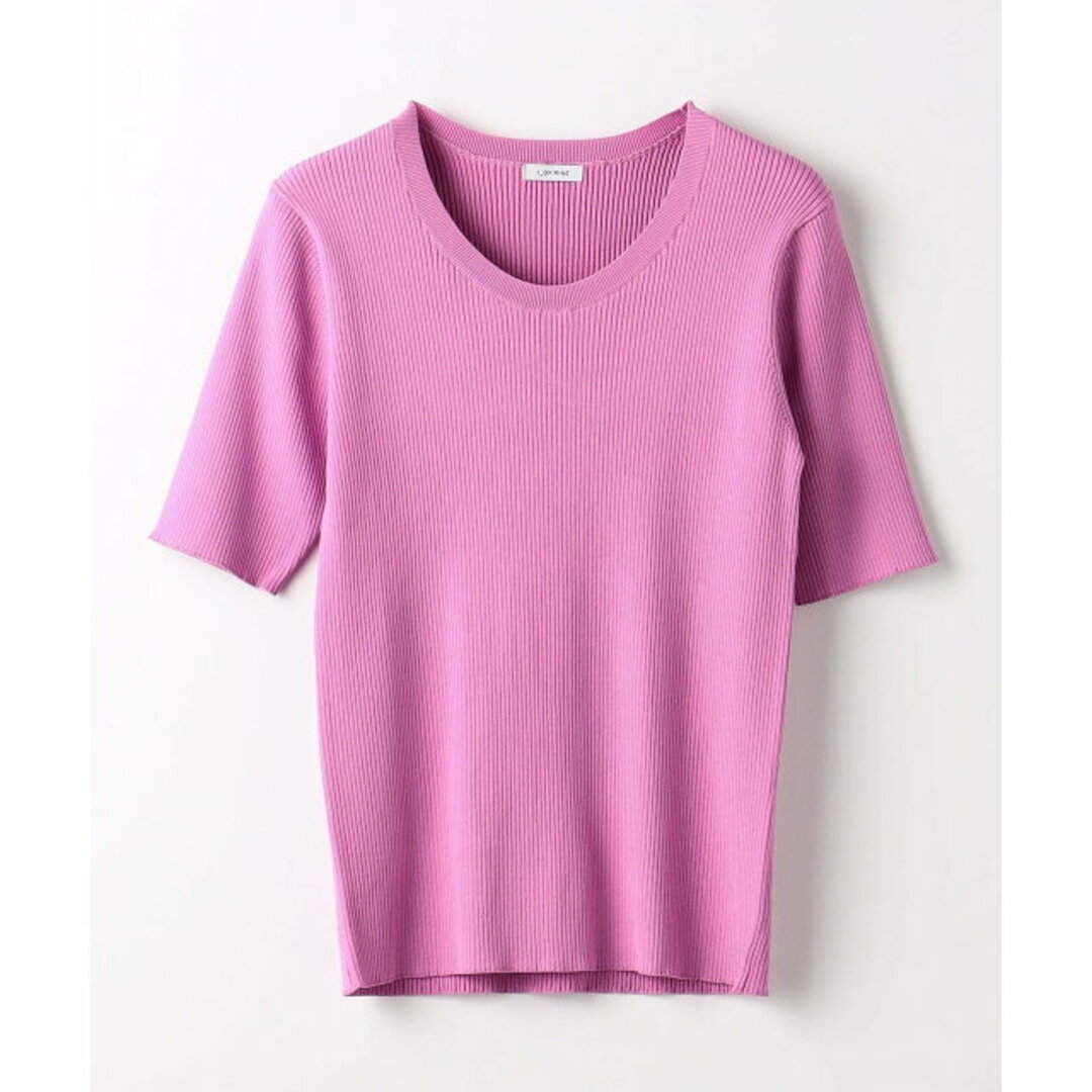 UNITED ARROWS green label relaxing(ユナイテッドアローズグリーンレーベルリラクシング)の【PINK】【FREE】<1_OF MINE> ホソ リブ ショートスリーブ プルオーバー ニット -ウォッシャブル- レディースのトップス(ニット/セーター)の商品写真