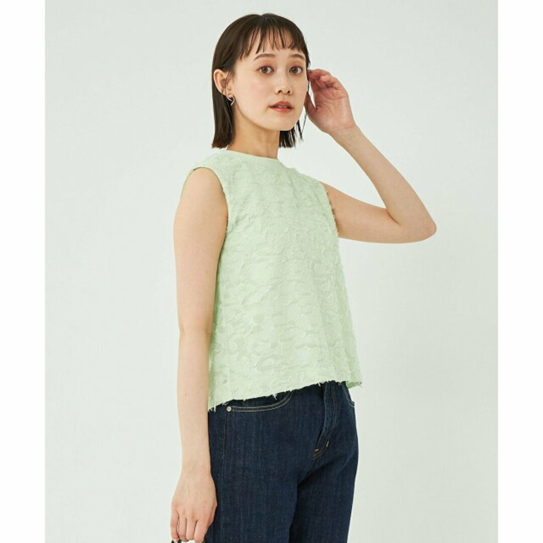 UNITED ARROWS green label relaxing(ユナイテッドアローズグリーンレーベルリラクシング)の【LIME】【FREE】ジャカード ドッキング クロップド プルオーバー カットソー レディースのトップス(カットソー(長袖/七分))の商品写真