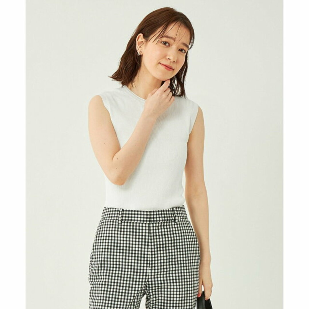 UNITED ARROWS green label relaxing(ユナイテッドアローズグリーンレーベルリラクシング)の【WHITE】ハイツイスト リブ ノースリーブ プルオーバー ニット -ウォッシャブル- レディースのトップス(ニット/セーター)の商品写真