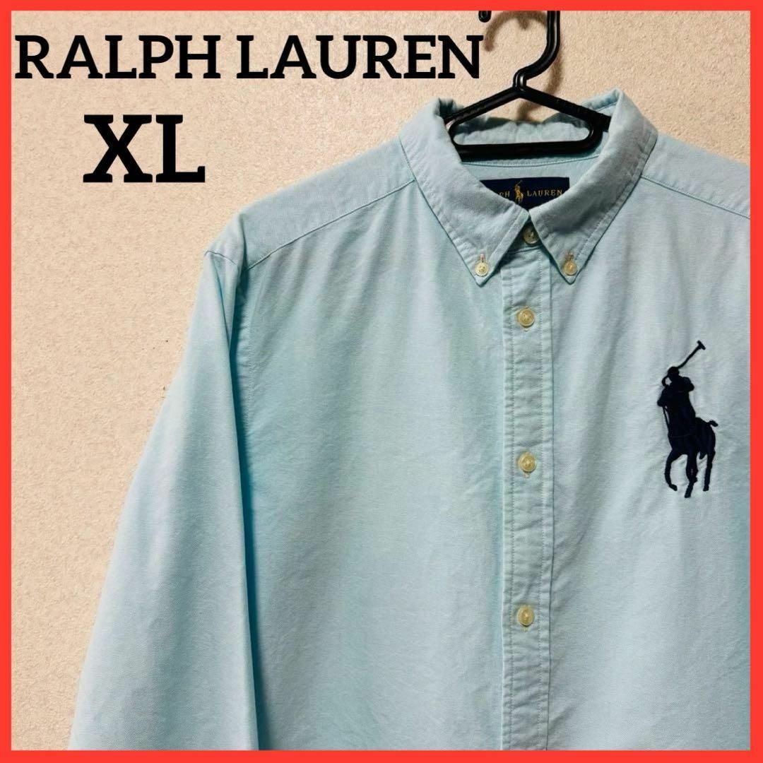 Ralph Lauren(ラルフローレン)の【希少】ラルフローレン BDシャツ オックスフォード ビッグポニー 刺繍ロゴ レディースのトップス(シャツ/ブラウス(長袖/七分))の商品写真