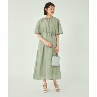 ユナイテッドアローズグリーンレーベルリラクシング(UNITED ARROWS green label relaxing)の【OLIVE】シアー スタンドネック フレア スリーブ ワンピース(ロングワンピース/マキシワンピース)