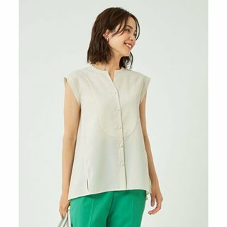 ユナイテッドアローズグリーンレーベルリラクシング(UNITED ARROWS green label relaxing)の【OFF WHITE】シアー フェイクパールボタン ヨークデザイン ノースリーブ ブラウス(シャツ/ブラウス(長袖/七分))