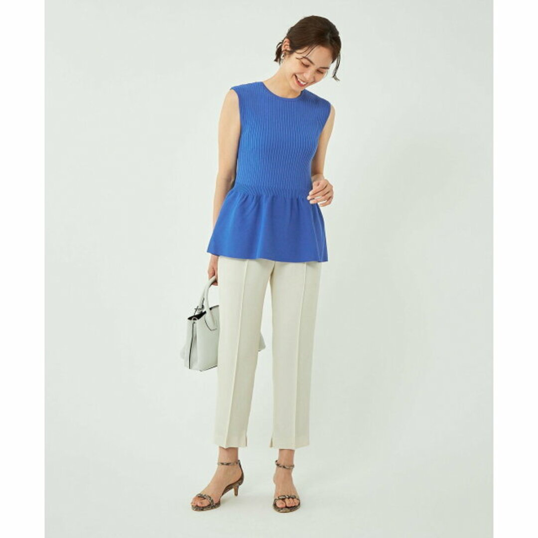 UNITED ARROWS green label relaxing(ユナイテッドアローズグリーンレーベルリラクシング)の【COBALT】リブ ペプラム ノースリーブ プルオーバー ニット -ウォッシャブル- レディースのトップス(ニット/セーター)の商品写真