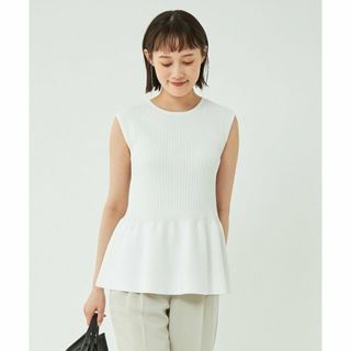 ユナイテッドアローズグリーンレーベルリラクシング(UNITED ARROWS green label relaxing)の【WHITE】リブ ペプラム ノースリーブ プルオーバー ニット -ウォッシャブル-(ニット/セーター)