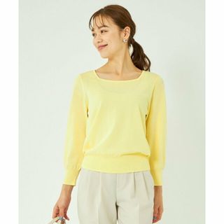 ユナイテッドアローズグリーンレーベルリラクシング(UNITED ARROWS green label relaxing)の【YELLOW】ドラキー スクエアネック プルオーバー ニット -ウォッシャブル・UVカット-(ニット/セーター)