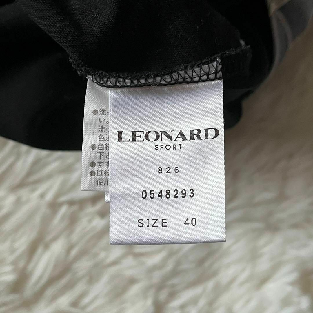 LEONARD(レオナール)のレオナール スポーツ Tシャツ 半袖 柄 コットン 合皮レザー ブラック 40 レディースのトップス(Tシャツ(半袖/袖なし))の商品写真