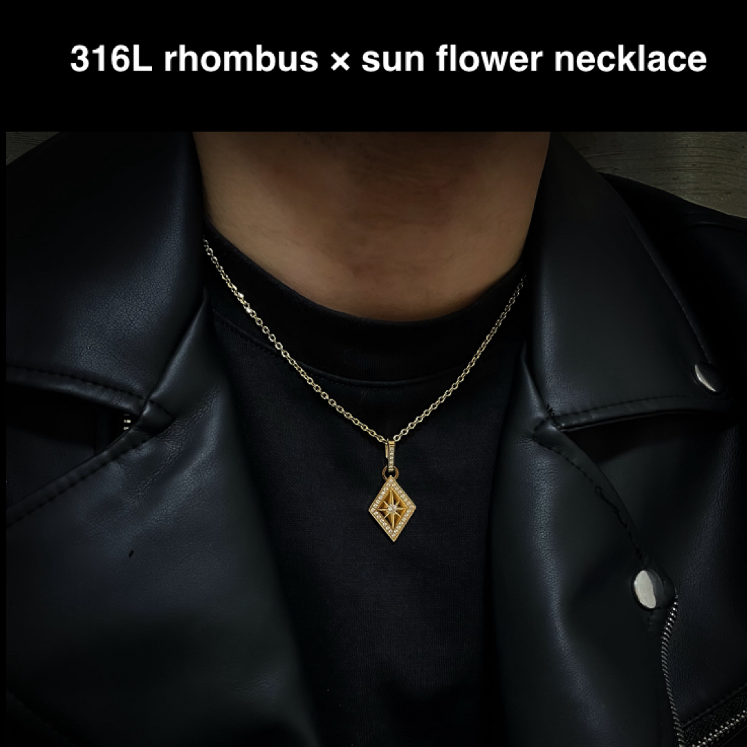 316L rhombus × sun flower necklace メンズのアクセサリー(ネックレス)の商品写真