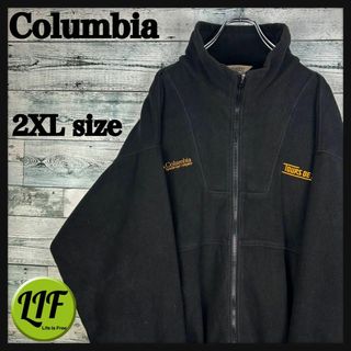 Columbia - コロンビア 刺繍ロゴ 刺繍企業ロゴ フリースジャケット ブラック XXL