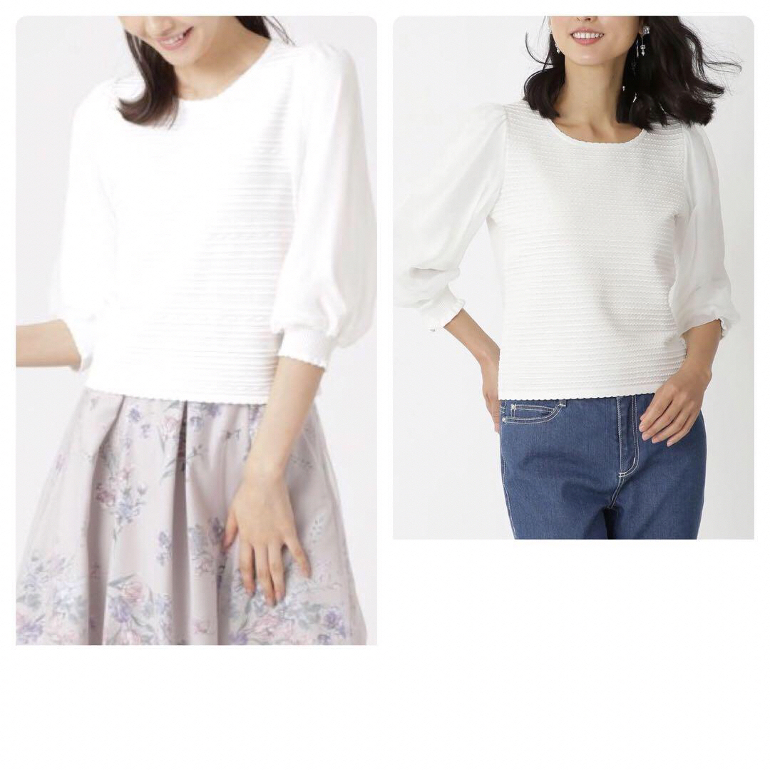 TO BE CHIC(トゥービーシック)のTO BE CHIC(トゥービーシック)  シフォンコンビニット レディースのトップス(カットソー(長袖/七分))の商品写真