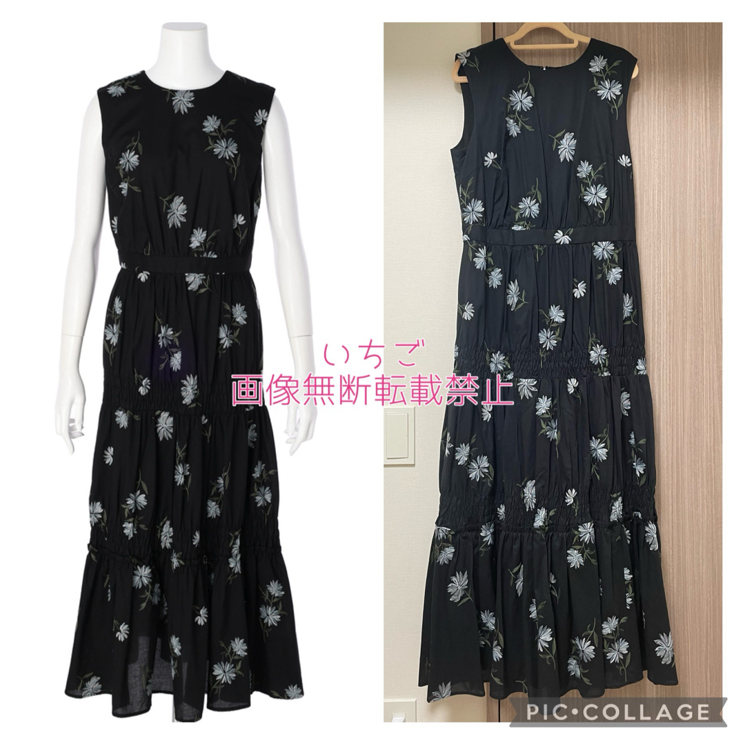 JUSGLITTY(ジャスグリッティー)の春夏物先行割引♡新品♡コットン刺繍シャーリングワンピース ブラック レディースのワンピース(ロングワンピース/マキシワンピース)の商品写真