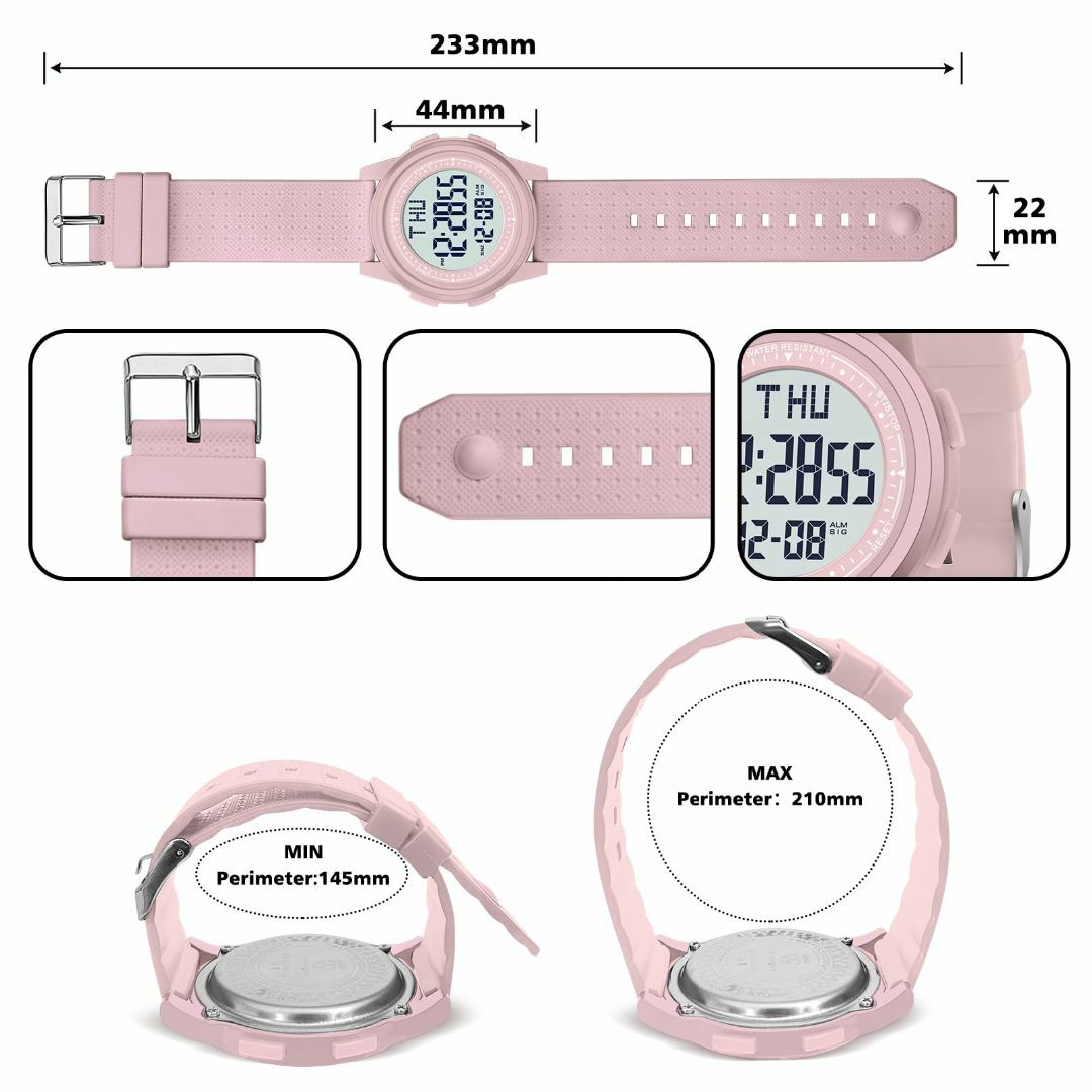 【色: ピンク】腕時計 レディース デジタル スポーツウォッチ 超薄型 腕時計  メンズの時計(その他)の商品写真